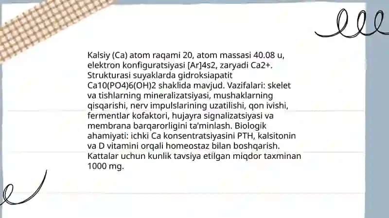 Biogen elementlar Ca Fe Na K Mn Mg Al C haqida slayd boʻlsin 4