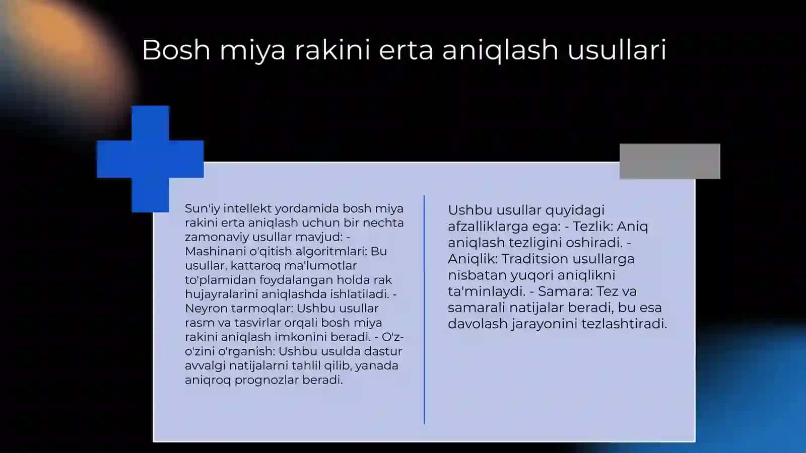 Sun’iy intellekt dasturiy vositalar orqali bosh miya rakini aniqlash 4