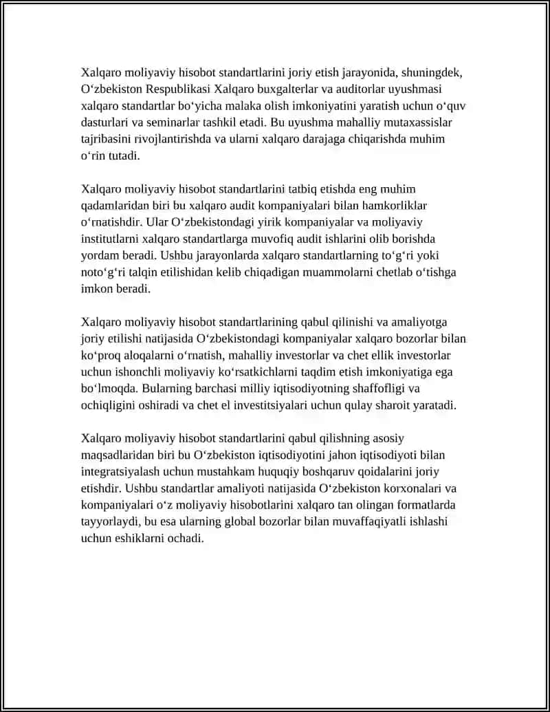 Xalqaro moliyaviy hisob standartlarini (IFRS) qabul qilish 4