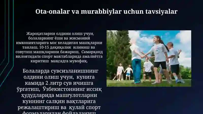 Bolalarda sport tibbiyot muammolari va bolalarda shikastlanishni oldini olish 4
