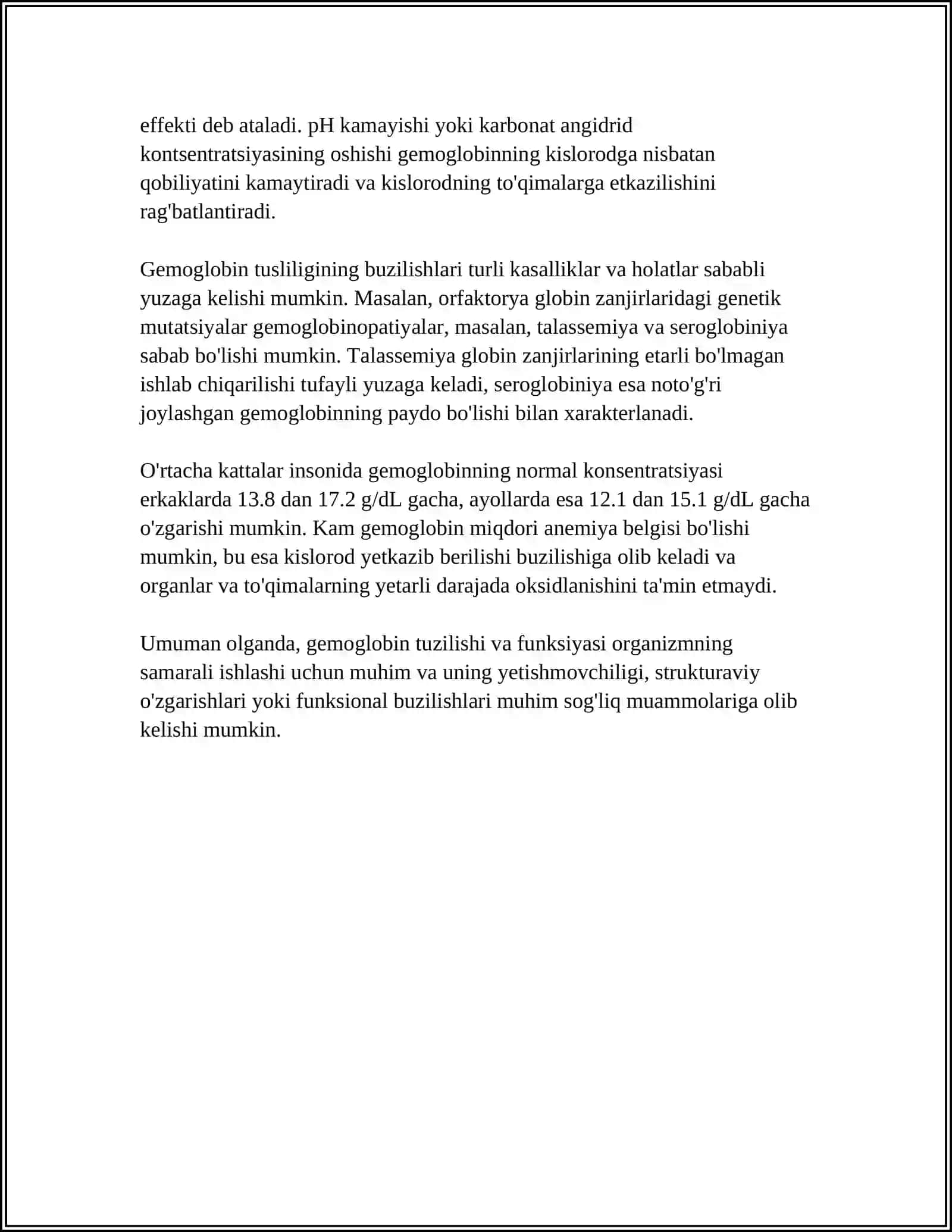 GEMOGLOBIN VA UNING TURLARI ANEMIYA 4