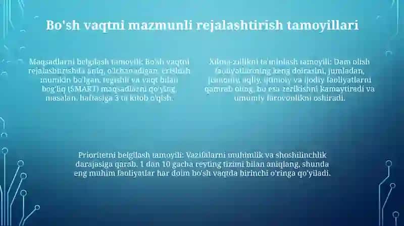 Talabalarning boʻsh vaqti va uni mazmunli oʻtkazish tamoyillari 4