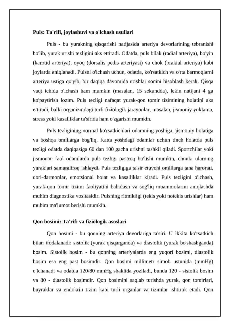Pulsni tekshirish va qon bosimi asoslari 4