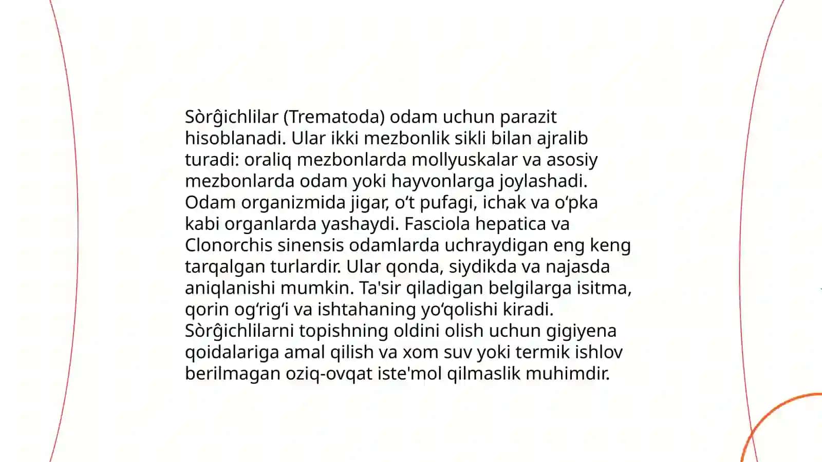 Yassi chuvalchanglar- odam parazitlari- sòrĝichlilar 4