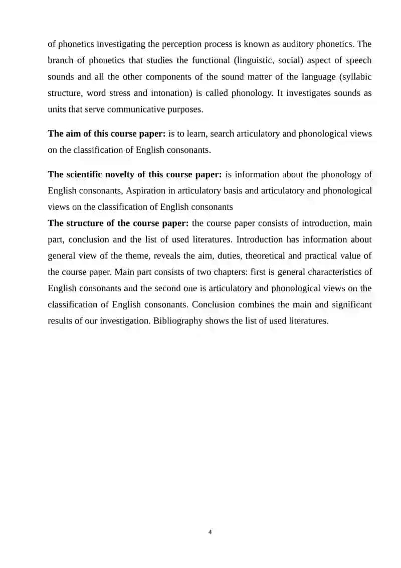 Course Work on Classification of English Consonants 4