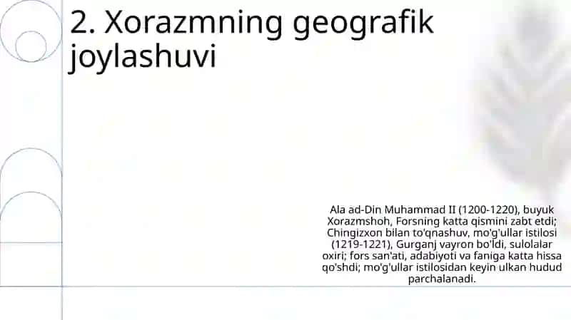 Xorazmshohlar (anushteginlar) davlati va uning tarixiy geografiyasi 4