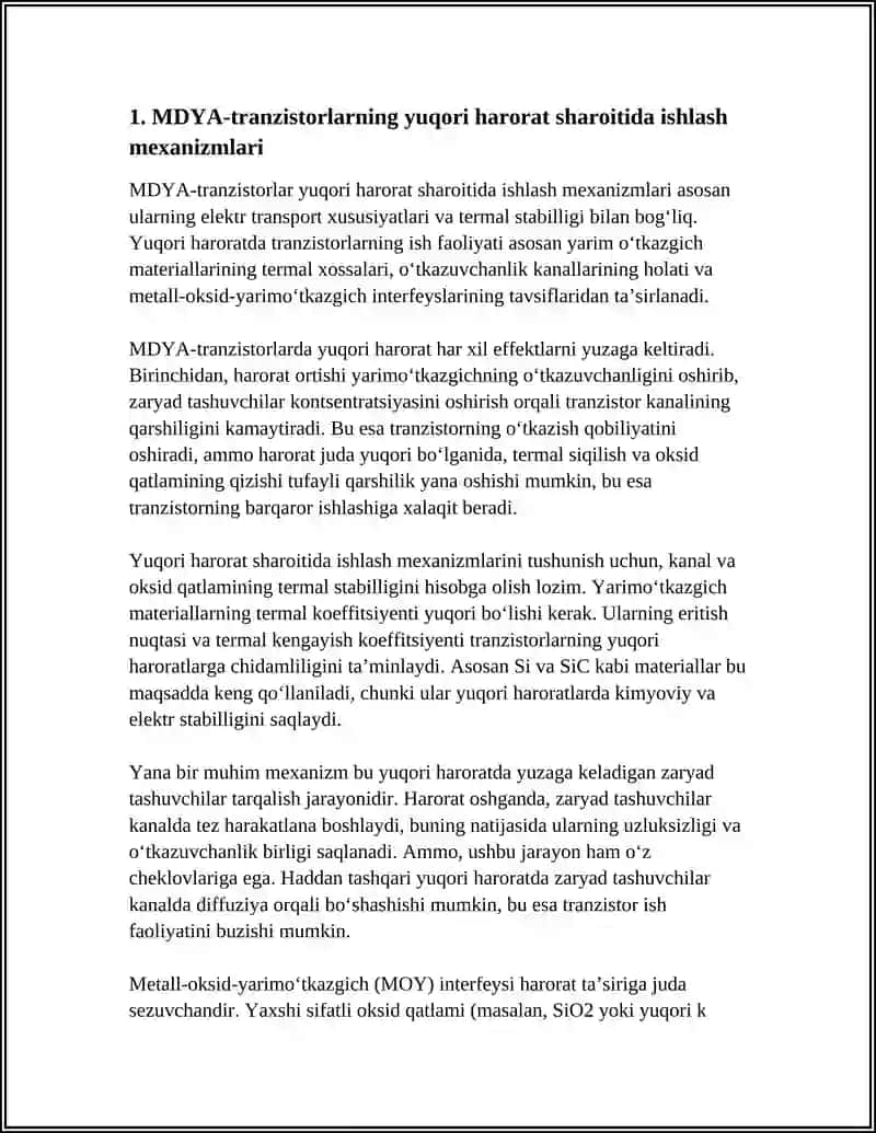 MDYA-TRANZISTORLAR YUQORI HARORAT VA KUCHLANISH SHAROITIDA HAM ISHLAY OLADI 4