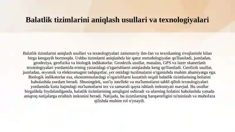 Balatlik tizimni aniqlash 4