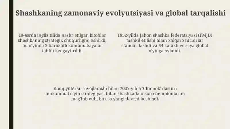 Shashka oʻyining kelib chiqishi tarixi va rivojlanish bosqichlari 4