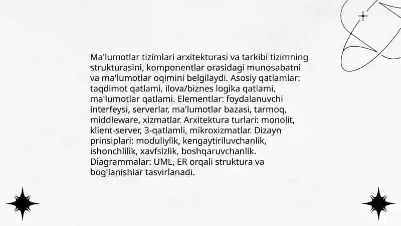Ma’lumotlar tizimlarining qurilishi va ishlab chiqarilishi 4