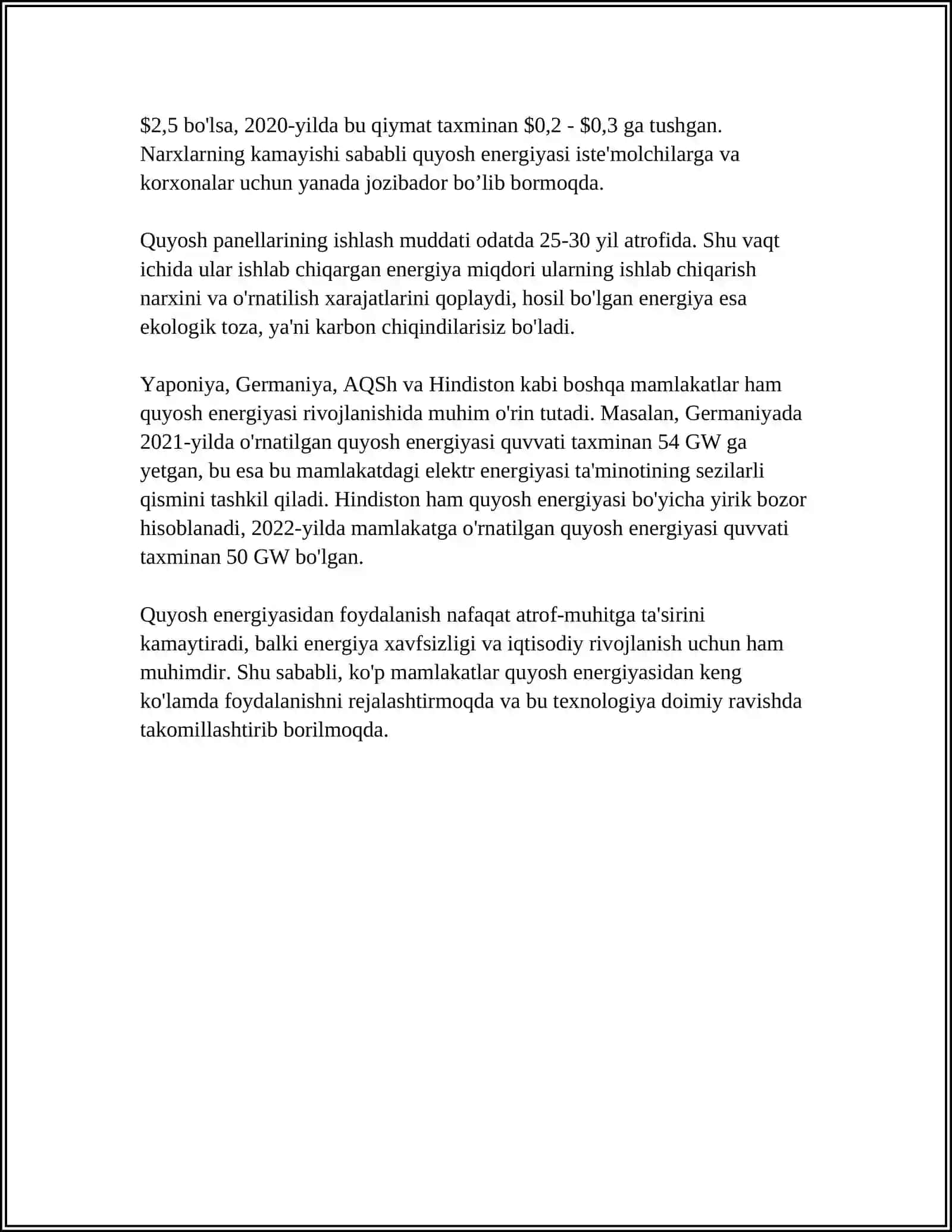QUYOSH ENERGETIKASI QURILMALARNING QOʻLLANILISHI 4