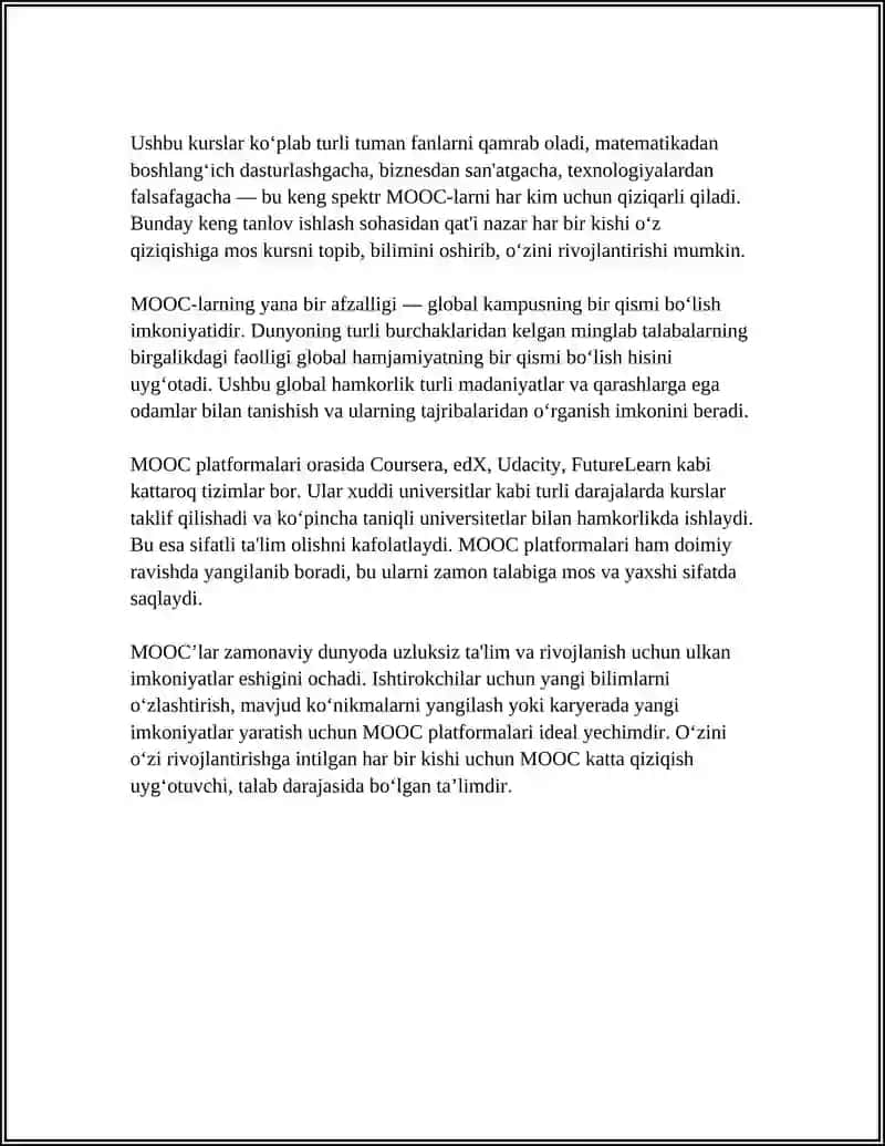 OMMAVIY OCHIQ ONLAYN KURSLAR (MOOC)NING IMKONIYATLARI BILAN TANISHISH 4