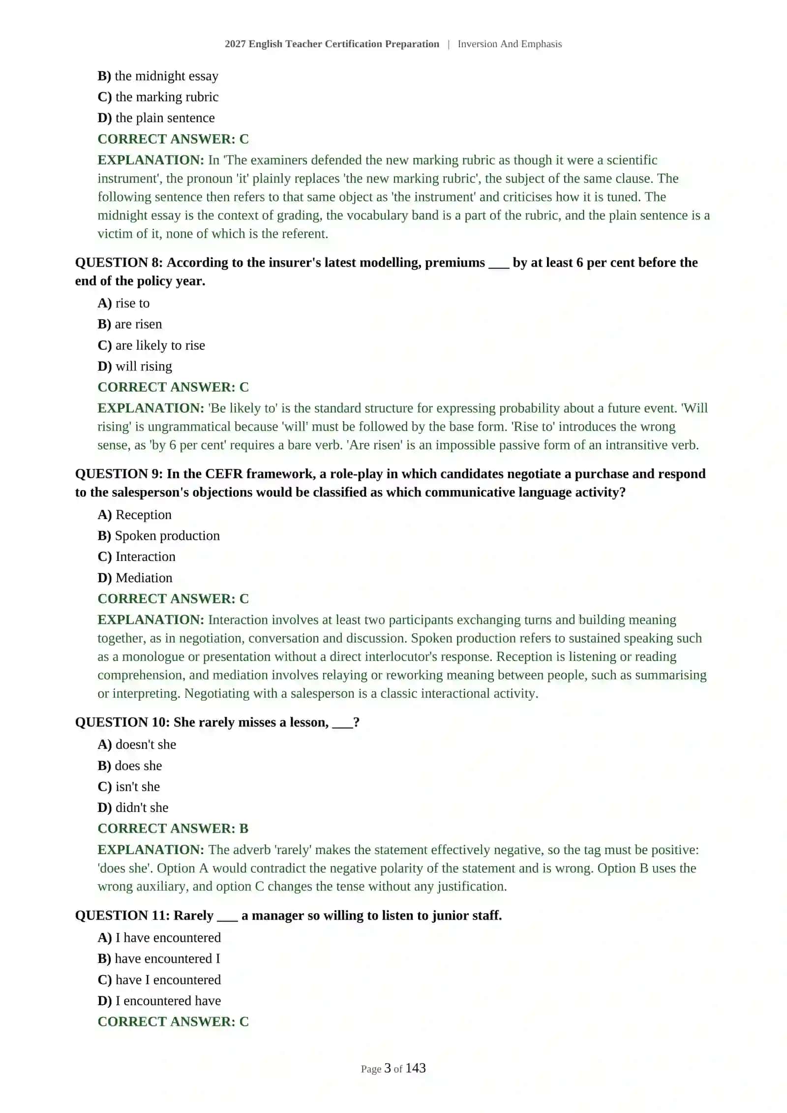 Inversion And Emphasis - 2027 English Teacher Certification Preparation 4