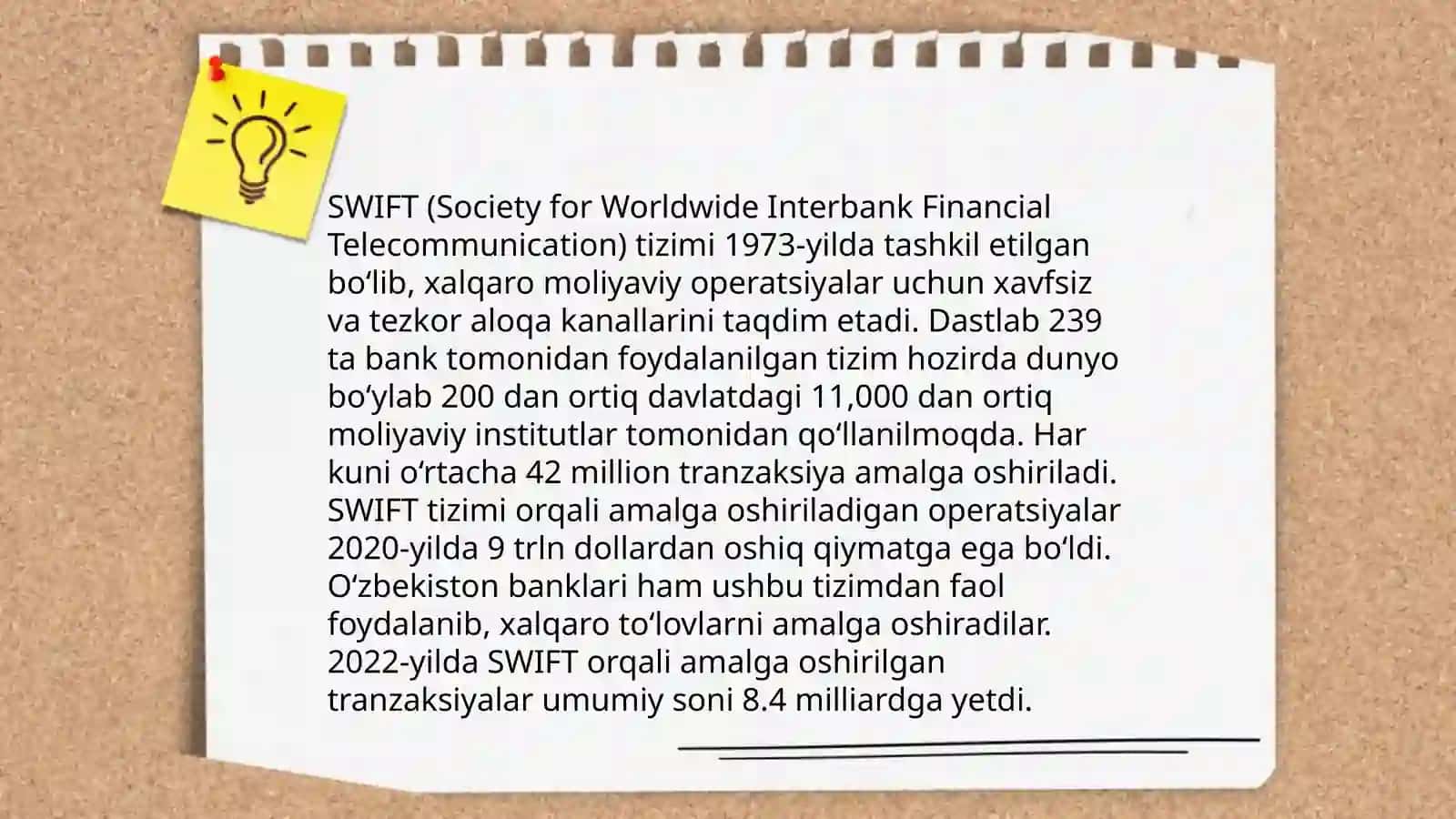 SWIFT tizimining paydo bo'lishi 4