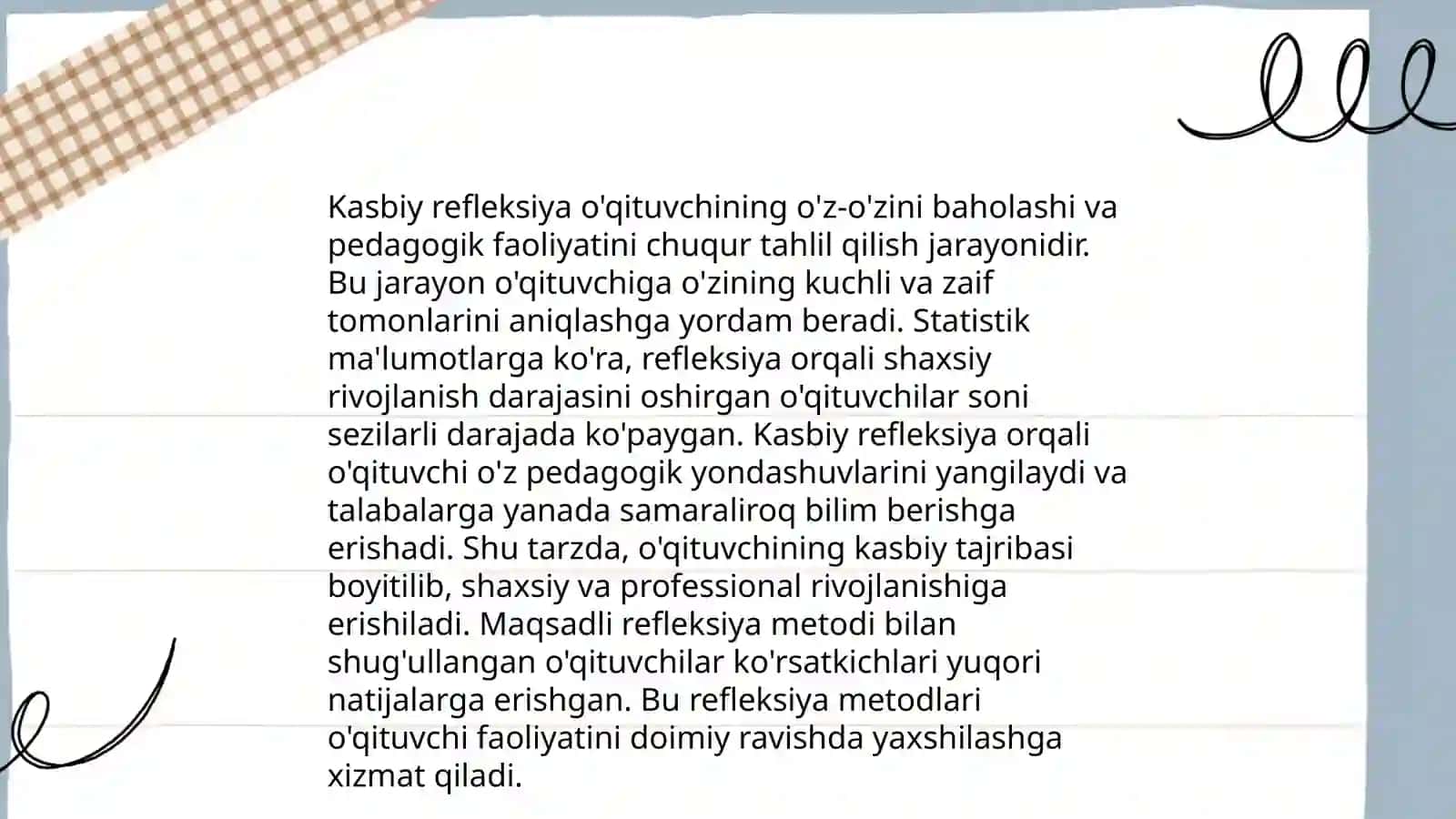 Kasbiy refleksiya va pedagogok faoliyat 4