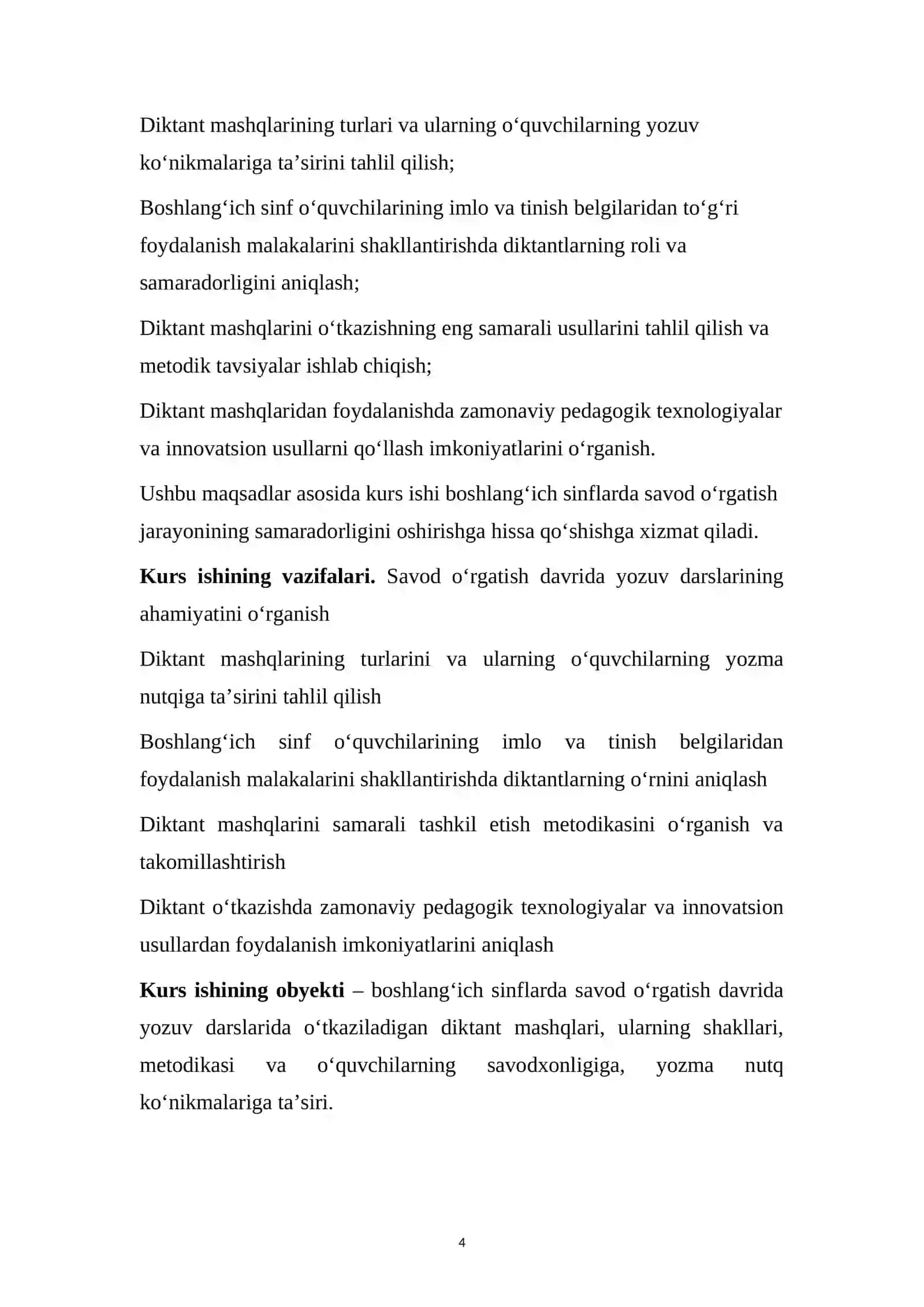 O'qitish metodikasi fanidan diktant mashqlari 4