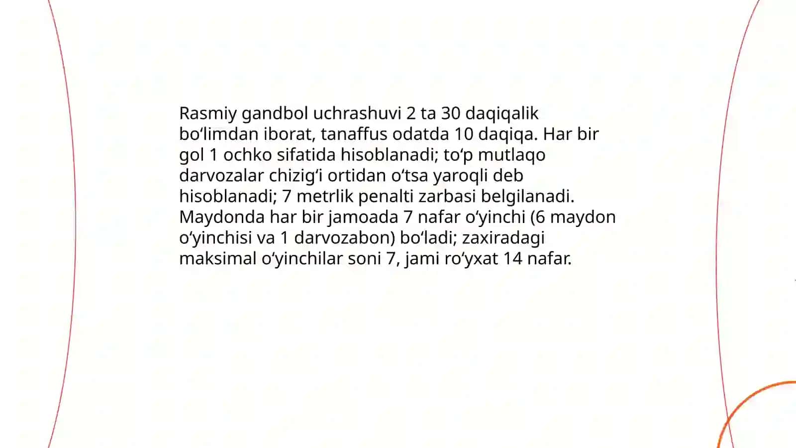 Gandbol o'yin qoidalari va gandbolchilarni texnik mahoratlarini oshirish 4