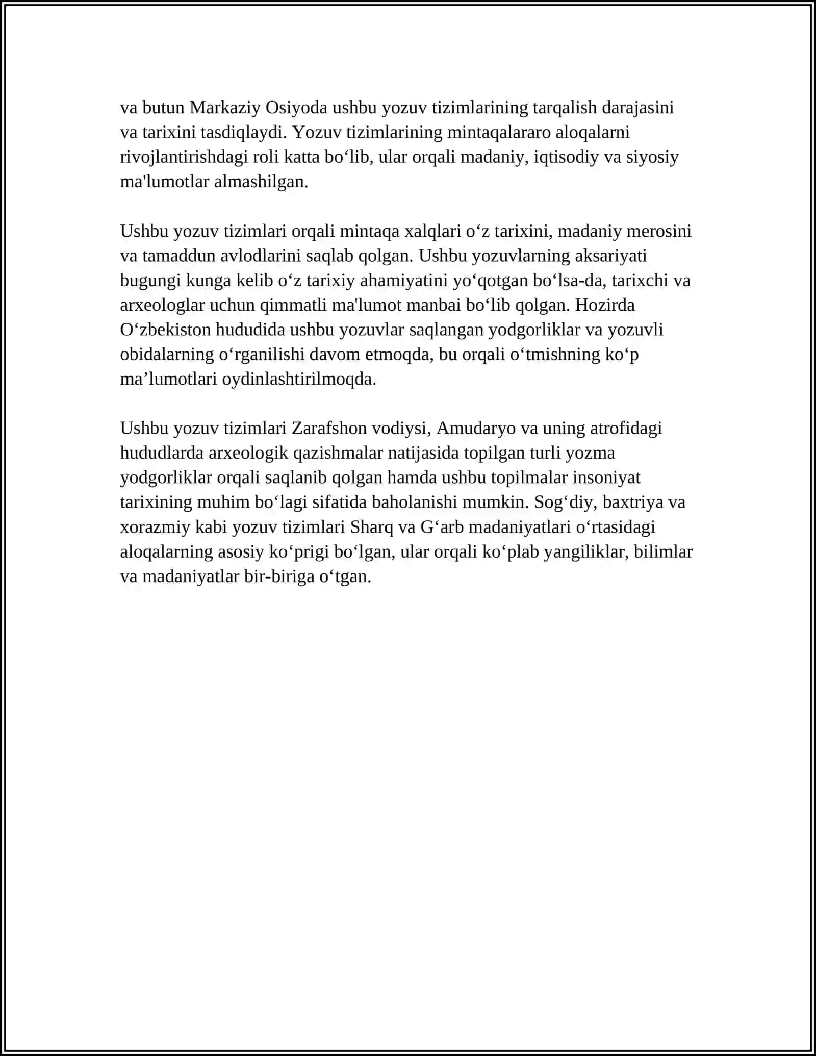 O‘ZBEKISTON HUDUDIDA ARABLAR ISTILOSIGA QADAR VUJUDGA KELGAN YOZUV, DASTLABKI KITOB VA KUTUBXONALAR 4