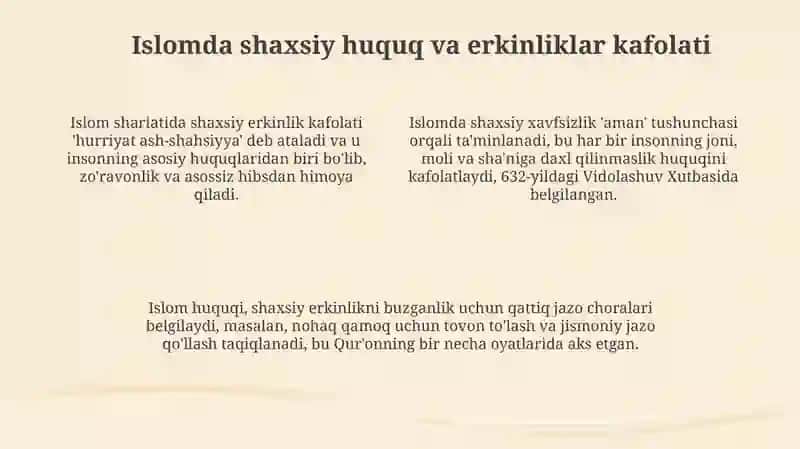 Islomda inson huquqlarining o‘ziga xos jihatlari 4