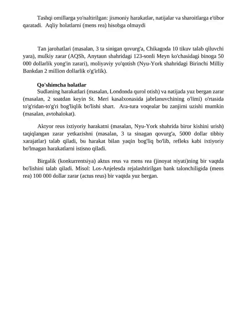 Jinoyat obyektiv tomoni zaruriy belgilari 4