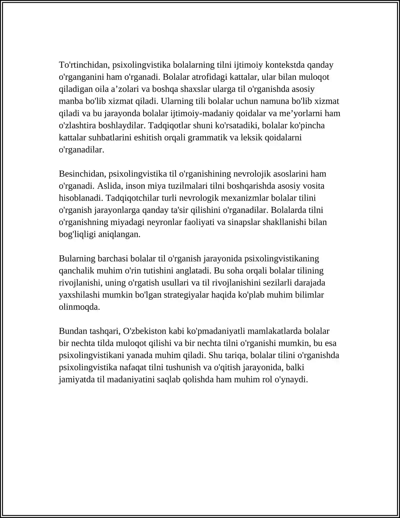 PSIXOLINGVISTIKA.BOLALAR TILINING RIVOJLANISHI 4