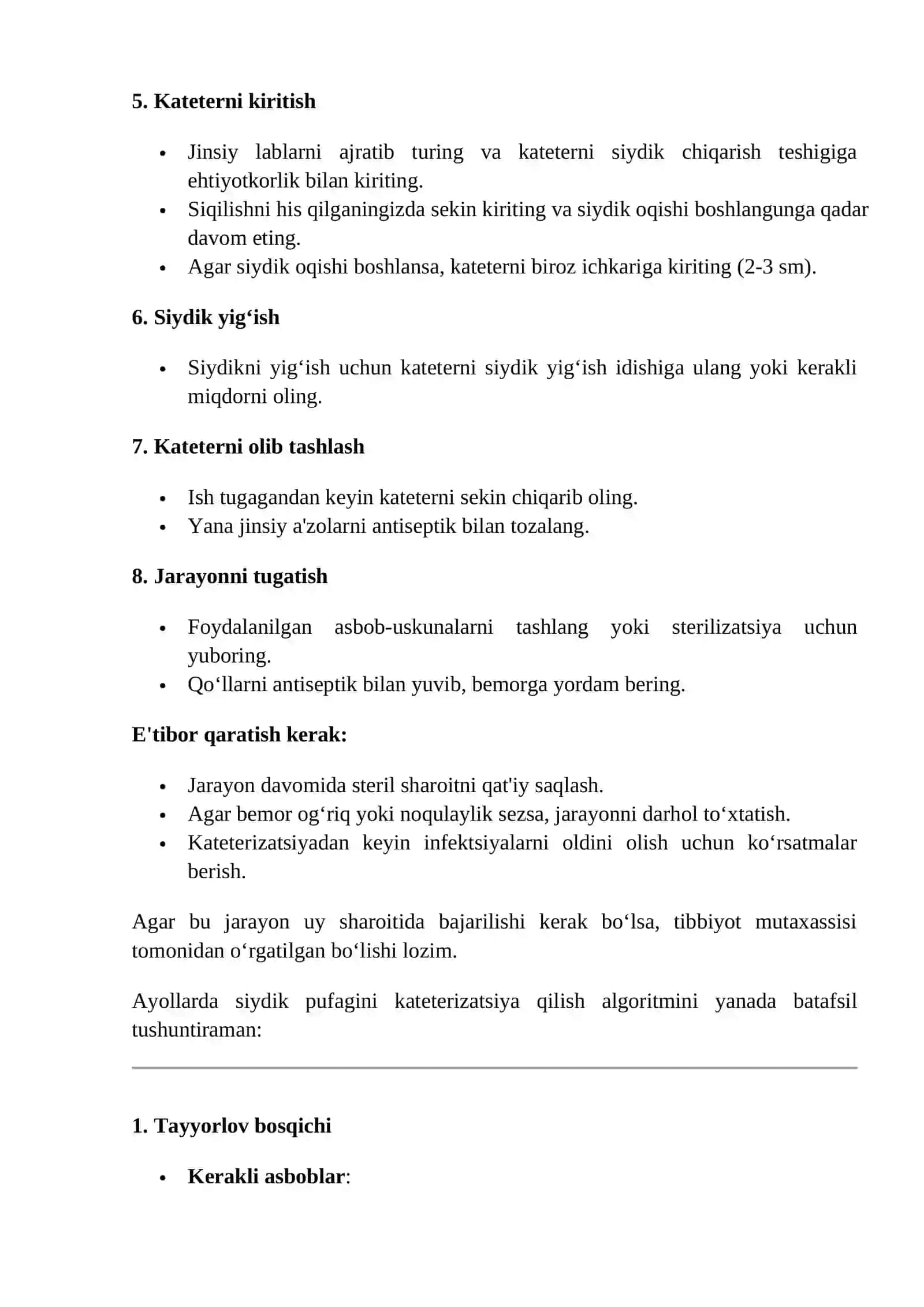 Quviq kateterizatsiyasi algoritmi 4