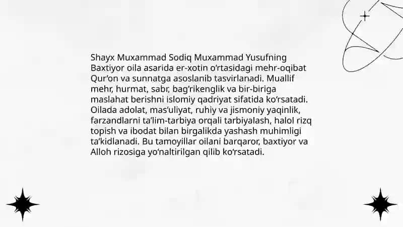 Baxtiyor oila asarida islom qadriyatini talqini 4