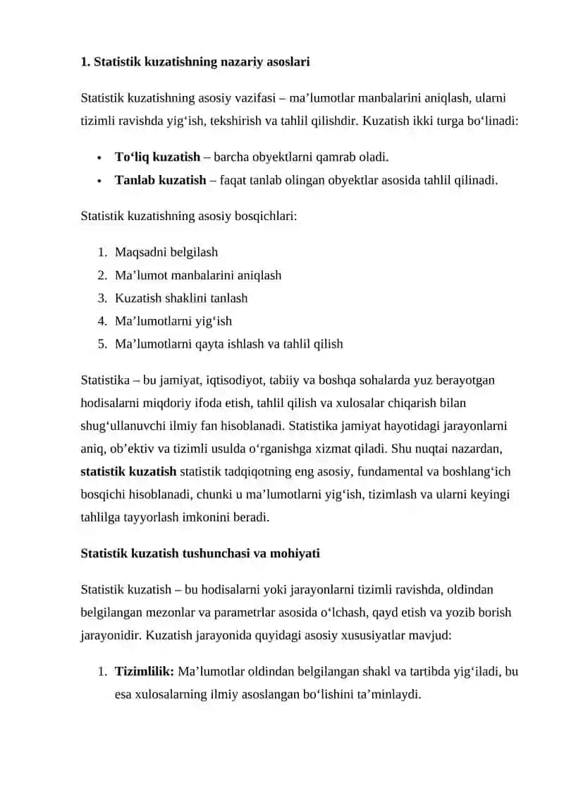 Statistik Kuzatishni Tashkil Etish Dasturini Ishlab Chiqish 4