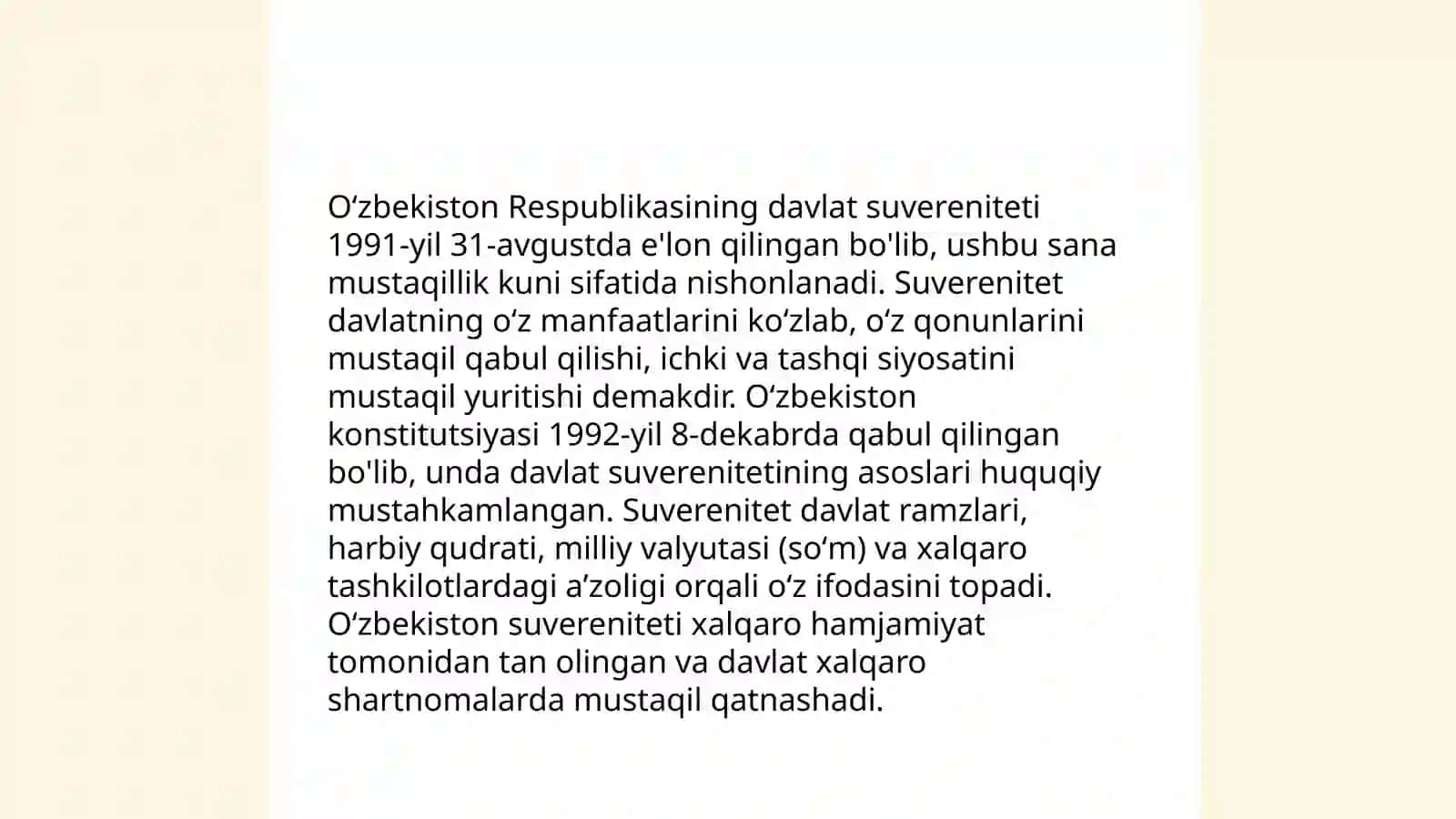 Mustaqil Ózbekiston Respublikasining tashkil topishi va uning tarixiy ahamiyati 4