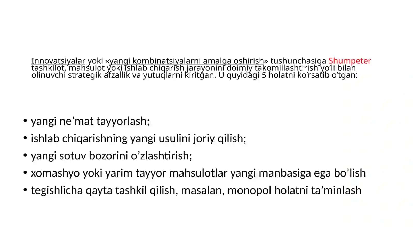 Loyihaning innovatsion faoliyat xususiyatlari va innovatsiya strategiyasini ishlab chiqish 4