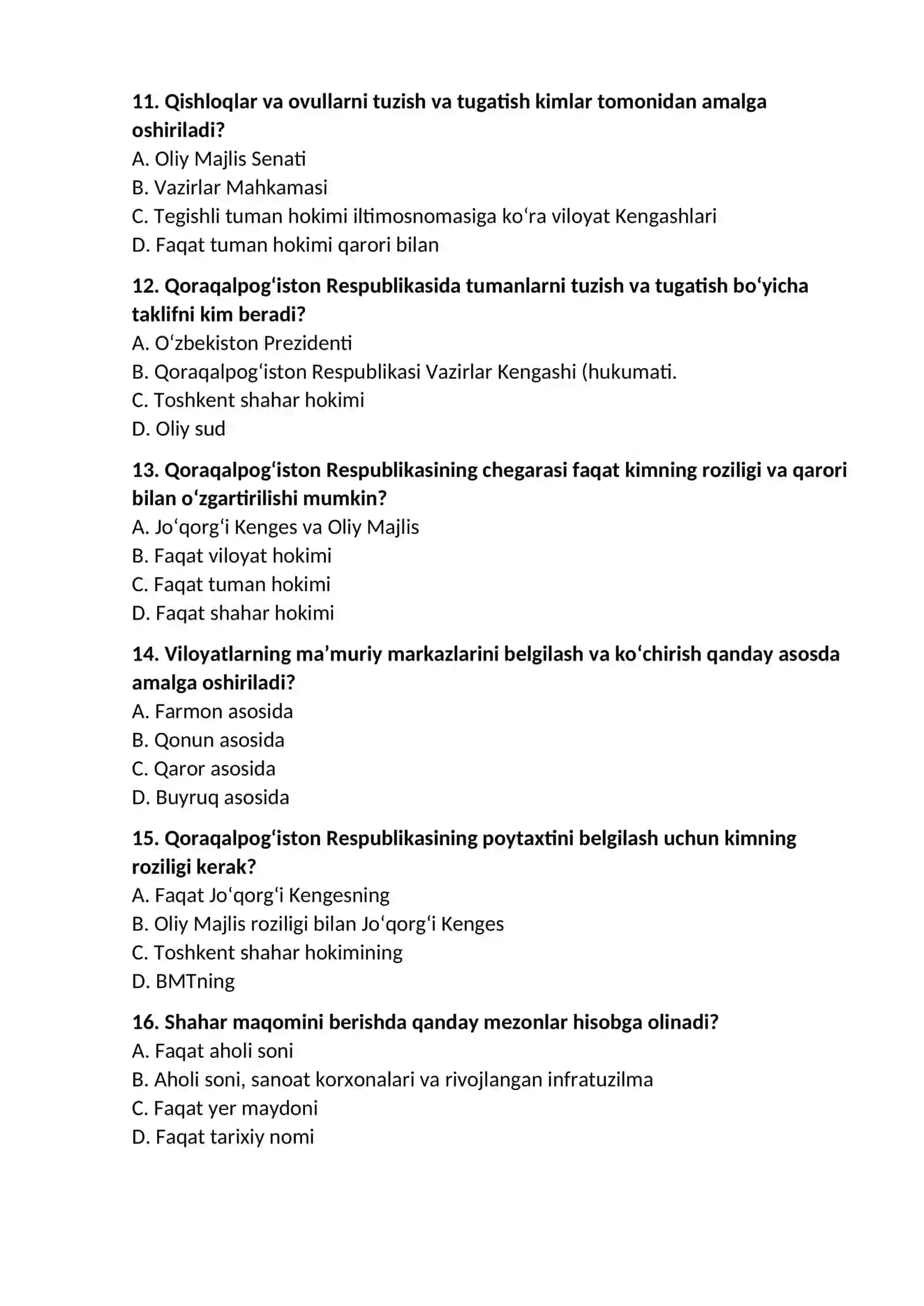 Yurisprudensiya ta’lim yo’nalishi test savollari 4