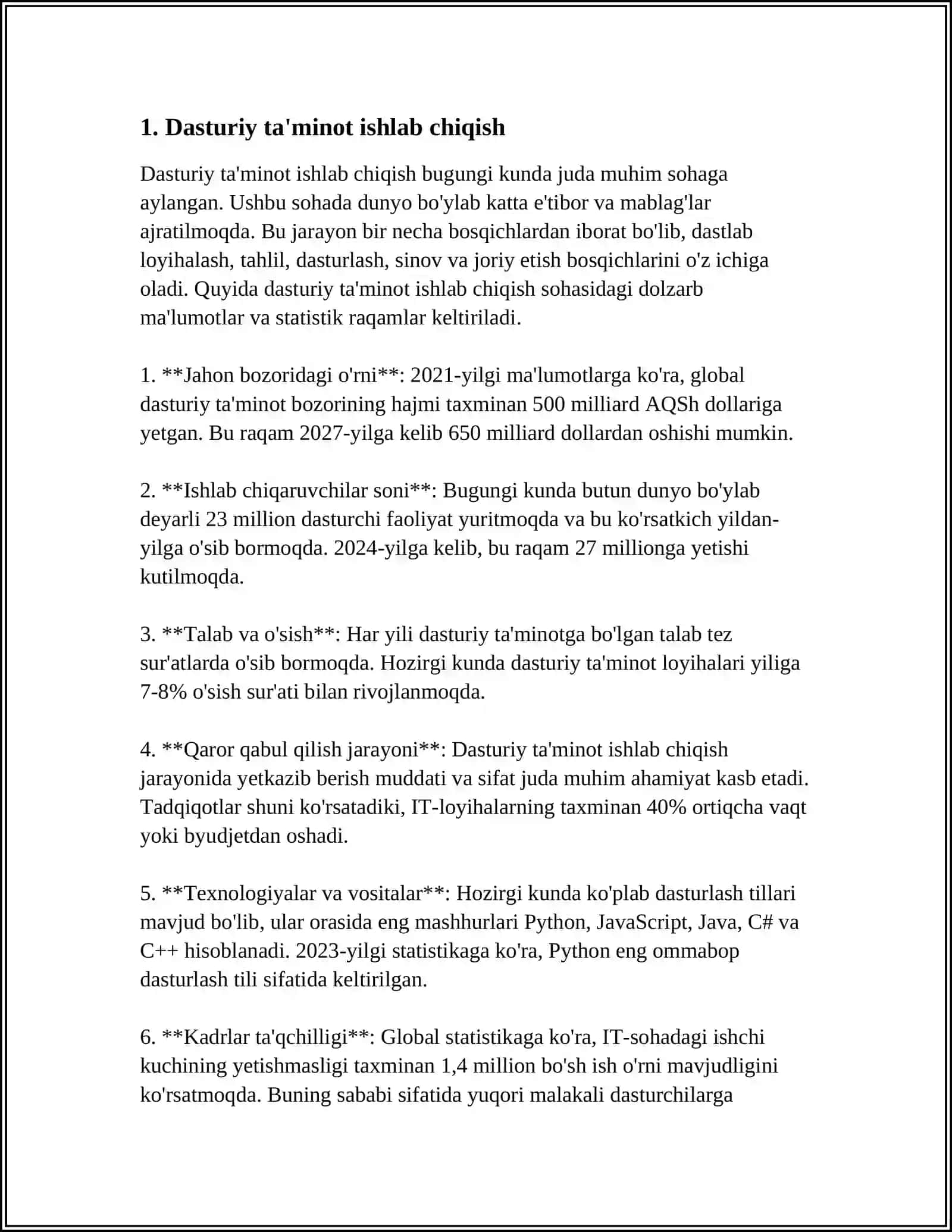 Dasturiy ta'minot ishlab chiqish 4