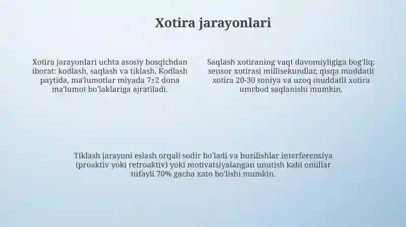 Xotira turlari va jarayonlari 4