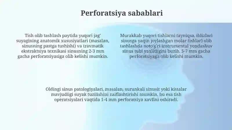 Maksillar sinus perforatsiyasi: sabablari, diagnostikasi va bartaraf etish usullari 4