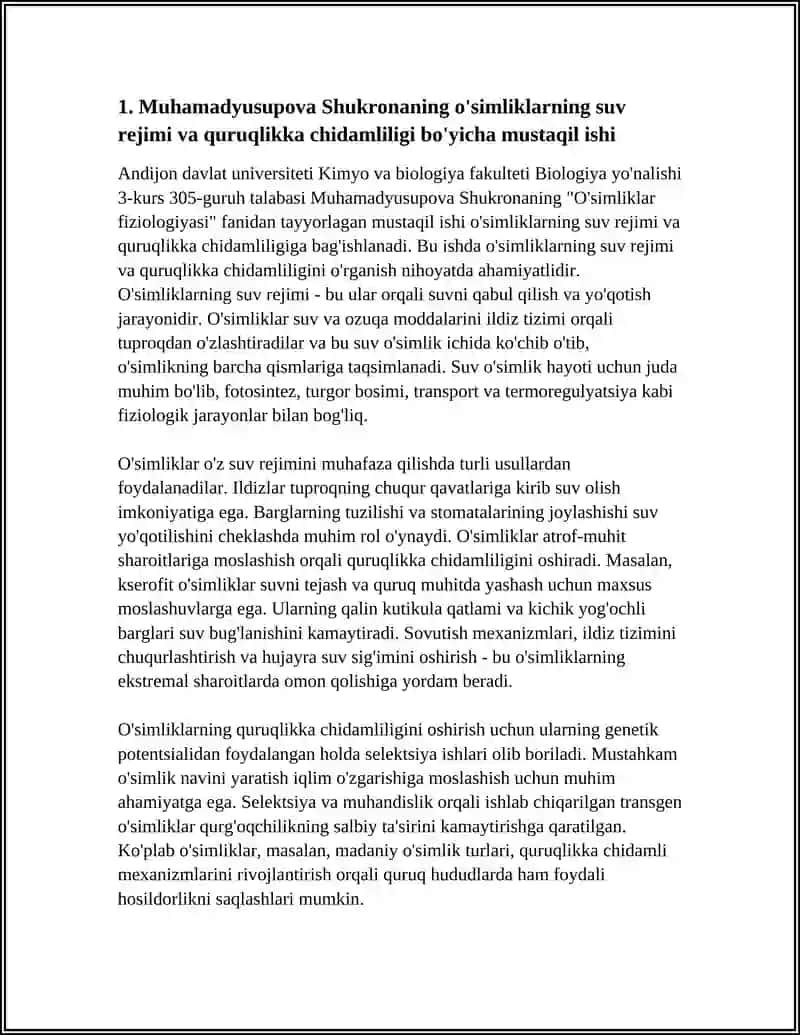 O'Simliklar Fiziyologiyasi 4