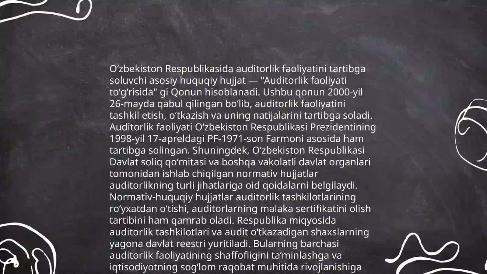 Oʻzbekiston Respublikasida auditorlik faoliyatining huquqiy asoslari 4