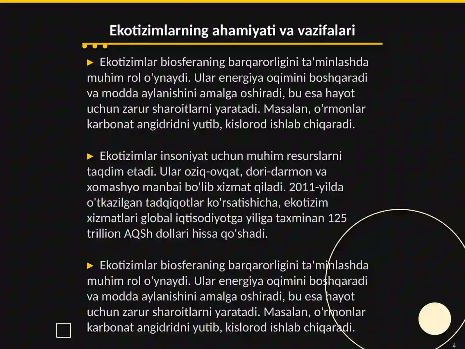 Tabiiy ekotizimlar tõğrisida mashğulotlarni õtkazish metodikasi 4