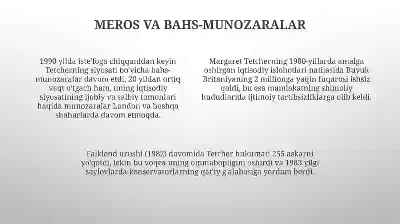Margaret Tetcher faoliyati haqida 4