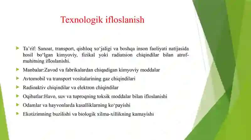TASHQI MUHITNI BIOLOGIK VA TEXNOLOGIK CHIQINDILAR BILAN IFLOSLANISHI 4