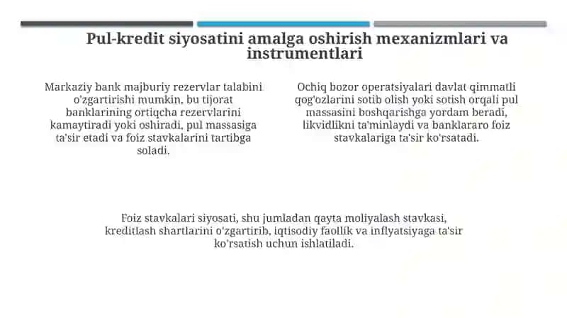 O'zbekiston Respublikasi Markaziy bankining pul kredit siyosati 4