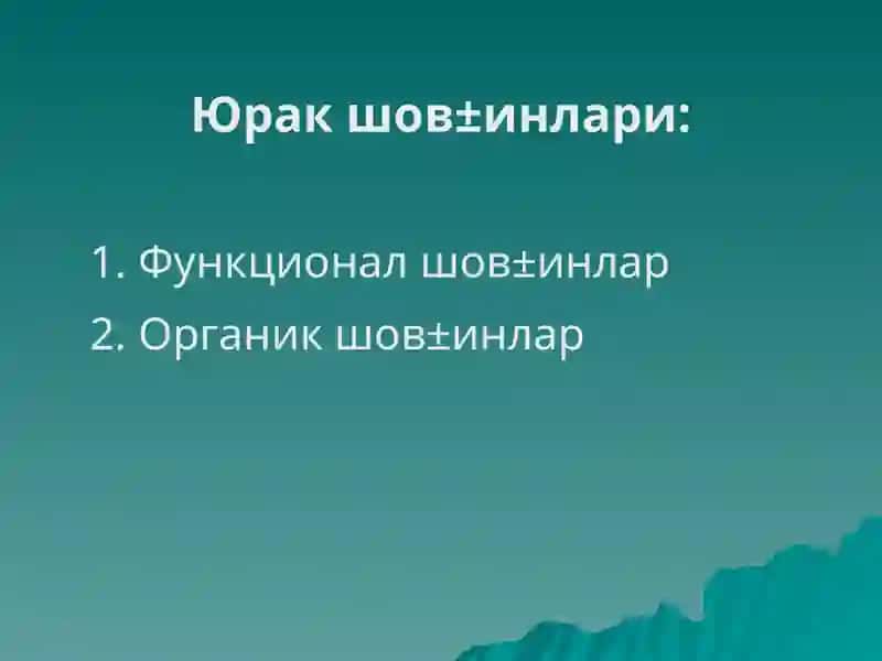 Юракда шовкин синдроми, тугма ва орттирилган юрак нуксонлари 4