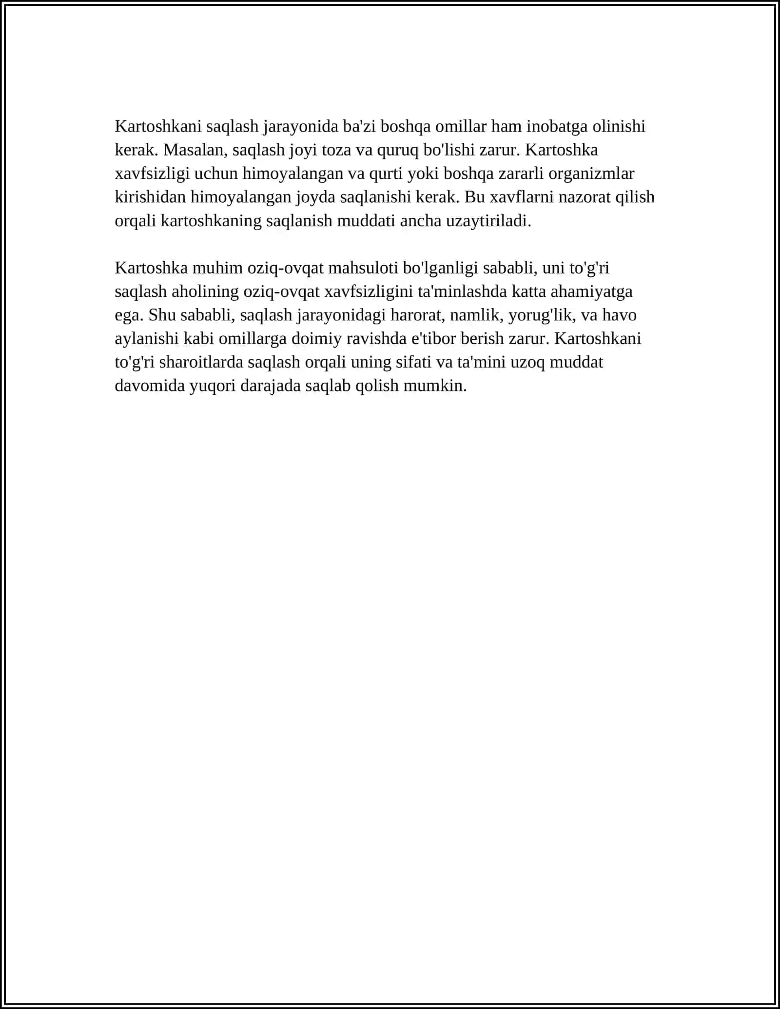 KARTOSHKA KARAM VA ILDIZMEVALILARNI SAQLASH 4