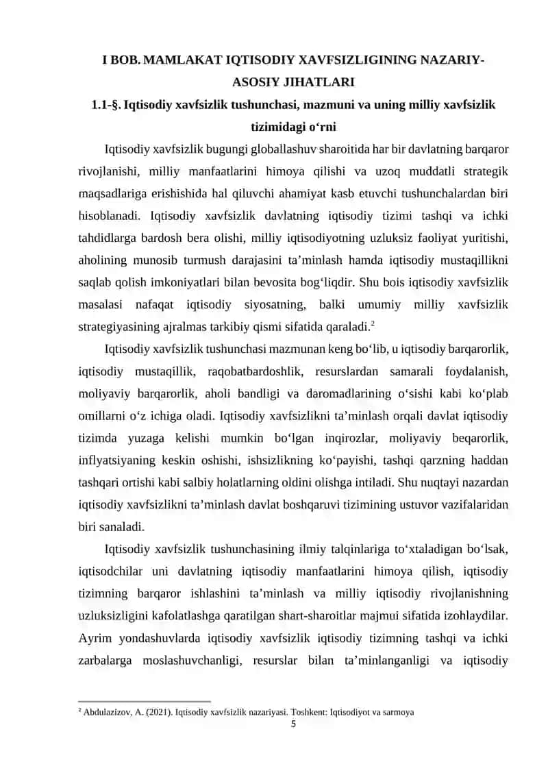Mamlakat iqtisodiy xavfsizligini ta’minlashning ustuvor yo’nalishlari 4