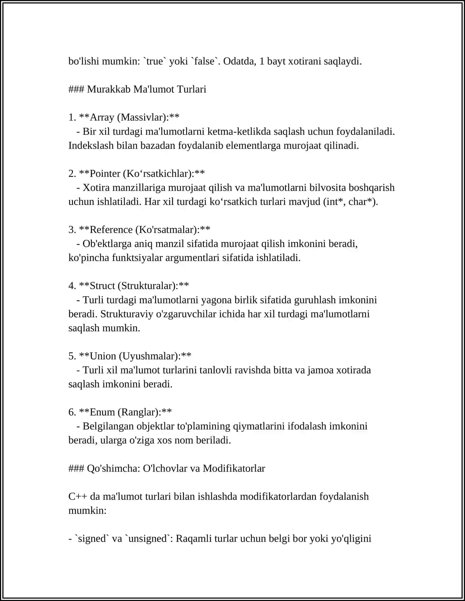 C ++ DA OPERATORLAR VA STANDART FUNKSIYALAR 4