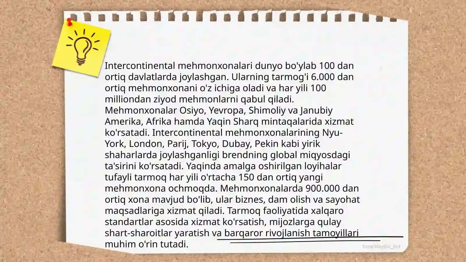 Intercontinental mehmonxonalar tarmog'i haqida malumot 4