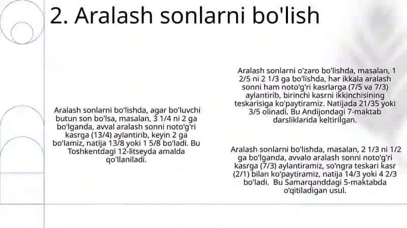 Boshlang'ich matematikada Aralash kasrlar 4