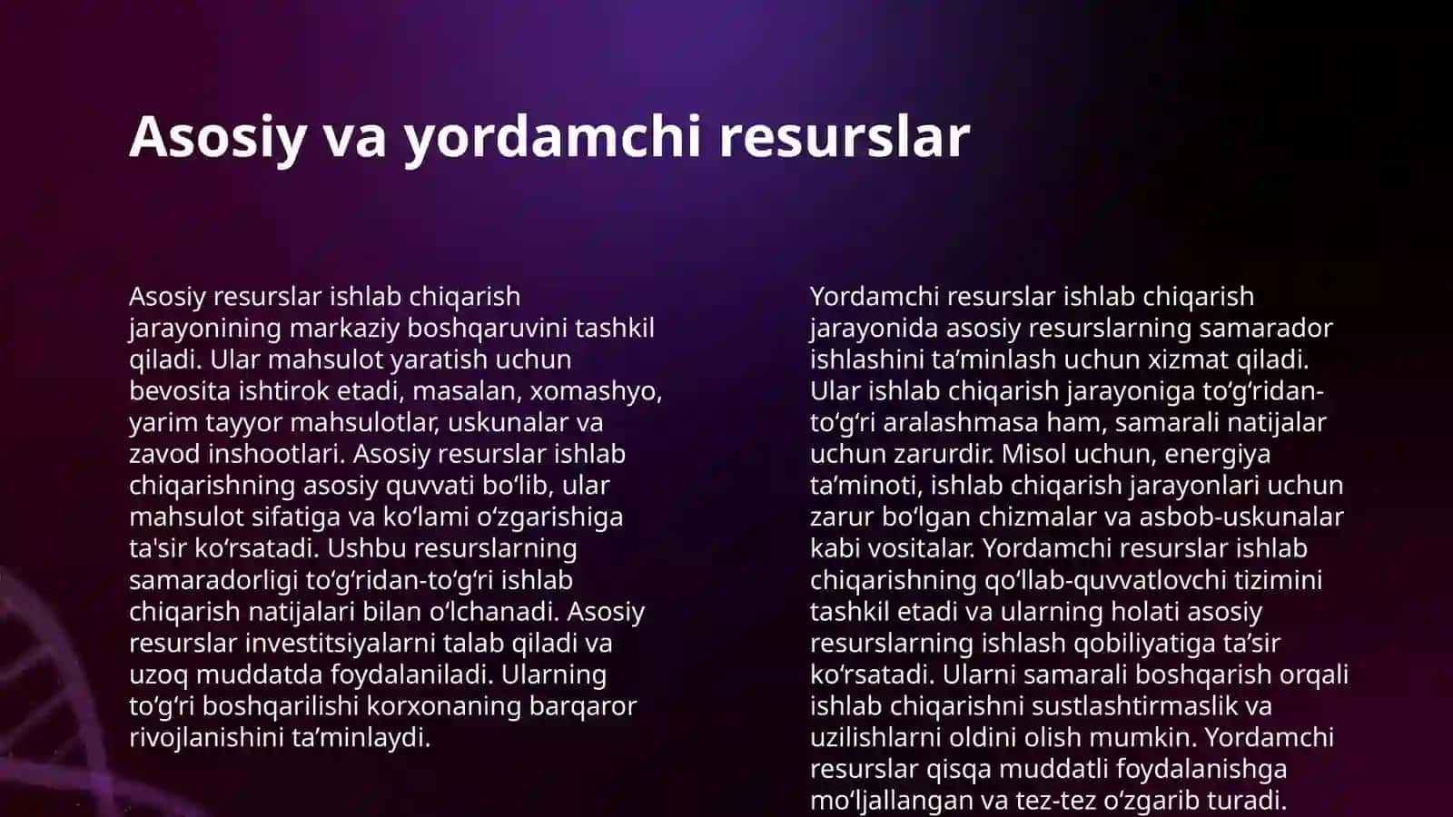 MODDIY RESURSLARDAN FOYDALANISH SAMARADORLIGI VA ULARNI ISHLAB CHIQARISH HAJMIGA TA'SIRINI TAHLILI 4