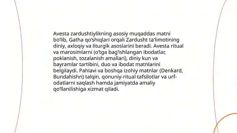 Zardushtiylik ta'limotida urf-odat marosimlar, ma'naviy axloqiy qarashlar 4