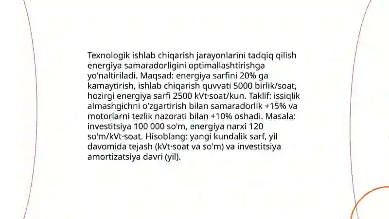 Texnologik ishlab chiqarish jarayonlarini tadqiq qilish 4