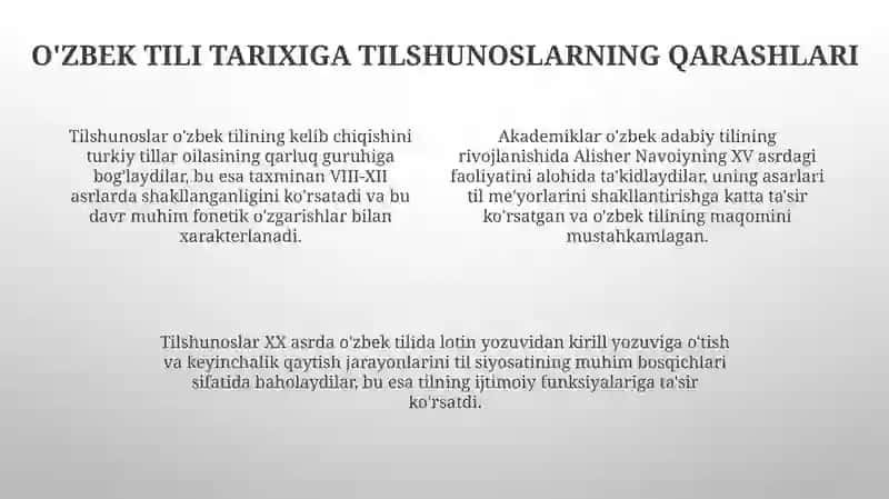Oʼzbeketnosiningtilimasalasidatilshunoslariningqarashlari 4